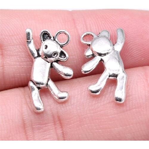WYSIWYG 10pcs 19x10mm Cute Bear Charm Kawaii Bear Charms Dancing Bear Charms Vintage DIY Accessories For Jewelry Making