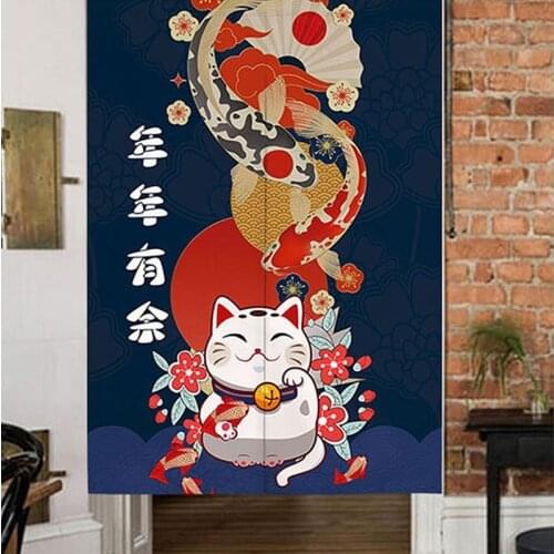 Japan Style Cartoon Door Curtain For Bedroom Kitchen Bathroom Door Curtains Printed Partition Hanging Curtains Free Perforated