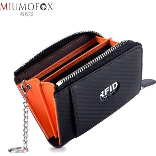2020 Coin Purse Women Carbon Fiber Grain Leather Wallets Fashion Short Purse Men ID Credit Card Holder Zipper Visiting Cards Bag