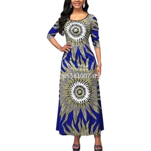 Woman Dress 2021 Spring Casual Plus Size Slim Long Sleeve Ball Gown Maxi Dresses Elegant Vintage Print Sexy Long Party Dress 5XL