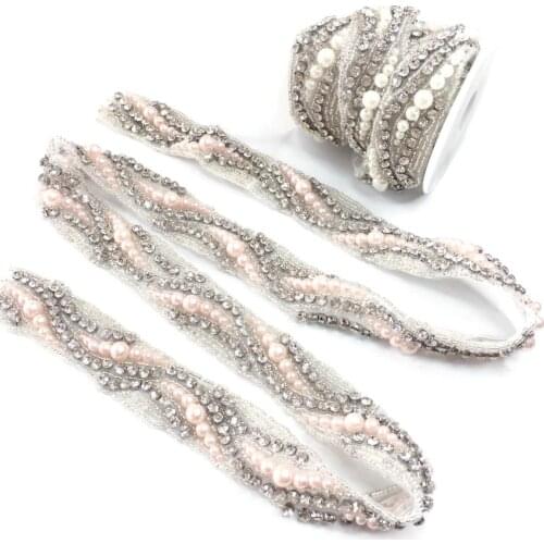 1meter peal sequins beaded fringe trimmings for clothes bags beading appliques patch sewing accessories for curtain