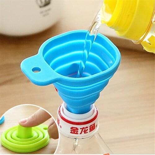 1pcs Mini Foldable Funnel Silicone Collapsible Funnel Folding Portable Funnels Be Hung Household Liquid Dispensing Kitchen Tools
