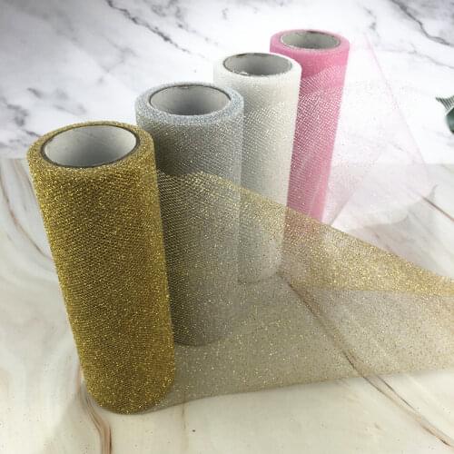 10Yards 15cm Glitter Tulle Rolls Glitter Sequin Tulle Mesh Baby Shower Tutu Skirt Organza Table Runner Party Wedding Decoration