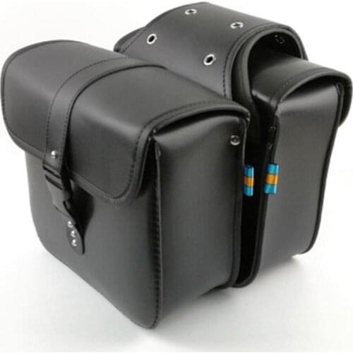 2pcs New Motorcycle Saddle Bags Tail Bag Side Bag Tool Bag Vehicle Bag For Motorcycle Side Leather Bag(Black)