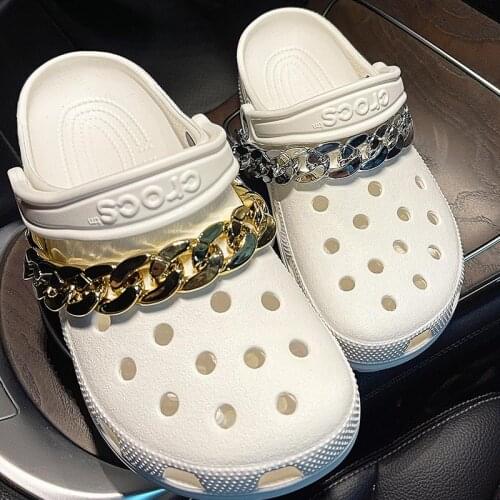 2021 All-match Charms for Crocs DIY High Quality Golden Clogs Shoes Chain Fashion Trend Croc Charms Shoe Decorations for Girls