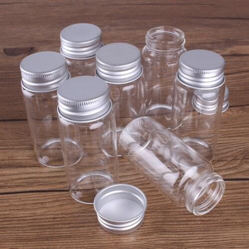3pcs 60ml 37*80mm Glass Storage Bottles with Aluminum Lids Candy bottles Spice Jars Pill Container for DIY Crafts