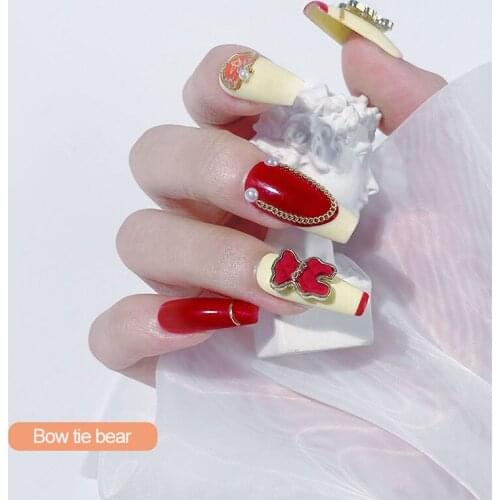 5pcs/set Nail Art Mini 3D Cartoon Bear Flat Bottom Shaped Diamonds Colored Glass Diamonds Nail Art Jewelry Nail Decoration