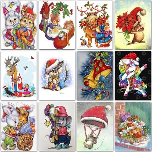 5D DIY Diamond painting animals cat Christmas gift snowman Full Square Diamond embroidery Cross stitch Full Round Diamond mosaic