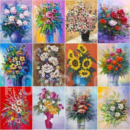 5D DIY Diamond Painting Flower Vase Cross Stitch Kit Full Drill Embroidery Mosaic Rose Picture Of Rhinestones Gift Home Decor