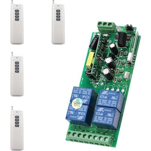 1000m Long Range Remote Control Switch AC85V-250V 10A Receiver +4*Transmitters Learning Light Lamp Wireless Switch 315/433Mhz