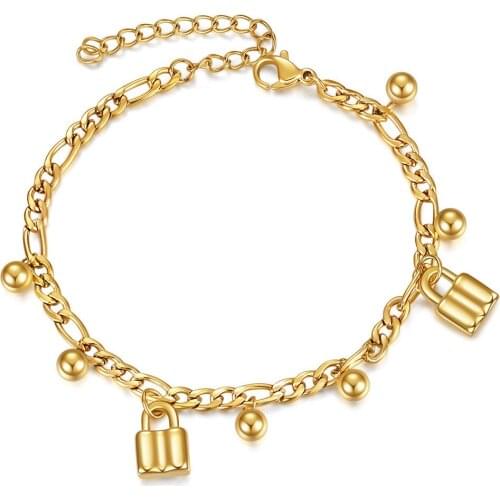 316L Stainless Steel Simple Design Bracelet Fashion Personality Round Bead Lock Titanium Steel Ladies Jewelry Bracelet No Fade