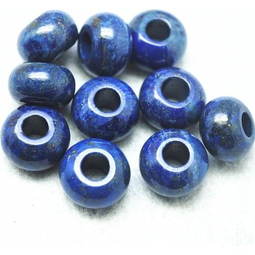 4PCS Natural Lapis Lazuli Stone Spacer Beads For Womens Chain Bracelets Making Nature Semi Precious Stone 8X14MM BIG HOLE STONE