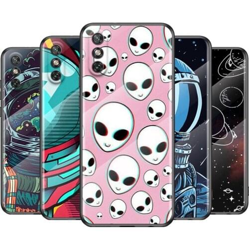 Tempered Glass Cover Planet Alien Space Astronaut For Huawei Y6 Y7 Y9 Y5P Y6P Y8S Y8P Y9A P Smart Z 2019 2020 2021 Phone Case