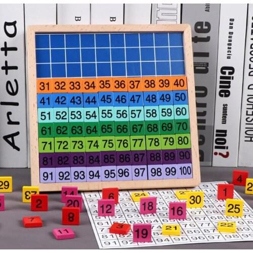 Montessori Educational Wooden Toys Wooden Montessori Hundred Board Math 1 to 100 Consecutive Numbers Counting Toy for Child Gift