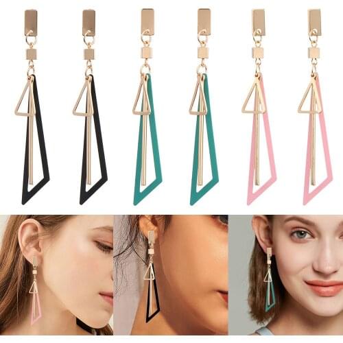 Elegant Gifts Hollow Dangle Jewelry Geometric Creative Triangle Earring Colorful