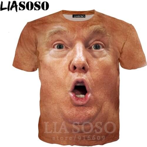 3D Print Tshirt Trump Face Shirts Funny Kids Fashion T shirt Funny Kiss Top Harajuku Tees Women Men T-shirt Short Sleeve A100