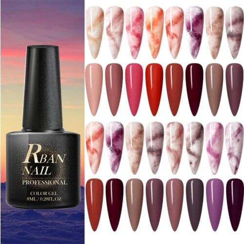RBAN NAIL Marble Effect Nail Gel Polish Matte Top Coat Soak Off Color UV Gel Nail Polish Semi Permanent UV Gel Varnish Nail Art