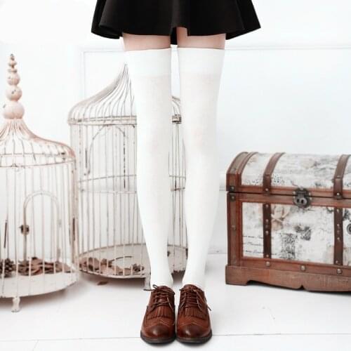 6 color High Knee Socks Womens Thigh High White Black Stockings Black Over Knee Stockings for School Girls Ladies Long Stocking