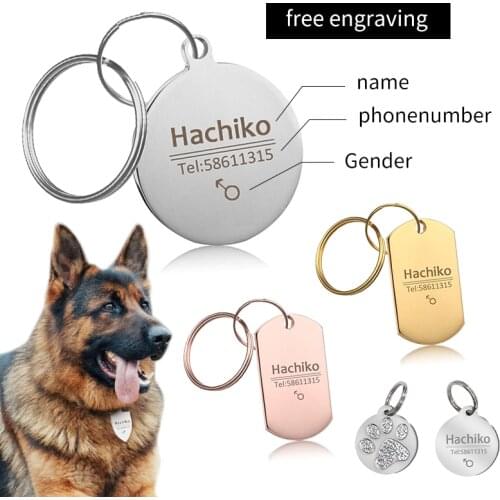 Free Engraved Pet Dog ID Tag Personalized Cat Puppy ID Tag Pet Dog Collar Accessories Custom Dogs Anti-lost Name Tags Pendant