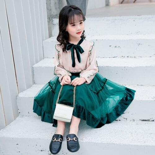 Girls Clothing Sets 2021 Autumn Spring Teenager Long Sleeve Shirt+skirt 2Pcs Kids Girl Sets Children Clothes 6 8 10 11Years Old