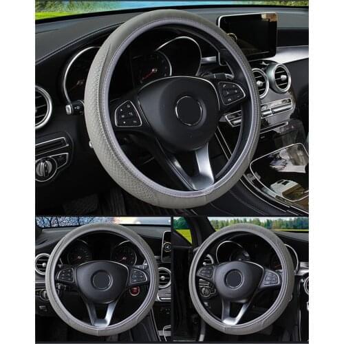 Leather Anti-Slip Dustproof Car Steering Wheel Cover For Fiat Punto Bravo Palio Linea Freemont Stilo Grande Abarth Car Styling