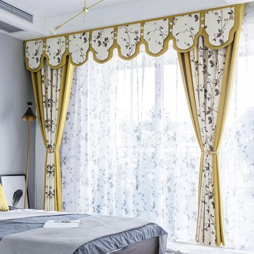 American Pastoral Style Splice Print Plant Blackout Curtains Drapes Curtains For Living Room Kitchen Bedroom