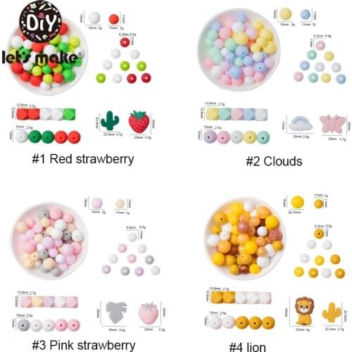 Lets Make 1Set BPA Free Pacifier Chain Holder For Nipples Personalized Silicone Beads For Chewing Necklace Beading DIY