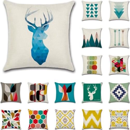 Abstract Geometric Art Linen Cushion Cover Modern Nordic Simple Colorful Pillow Covers Decorative Sofa Chair Throw Pillow Cases