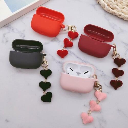 INS Fashion Plush Love Heart Pendant For AirPods Pro Bluetooth Silicone Earphone Headset Box for AirPods 2/1 Protect Cover Cute