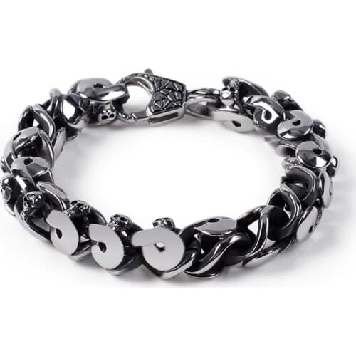 Trend alternative punk mens bracelet domineering stainless steel skull jewelry