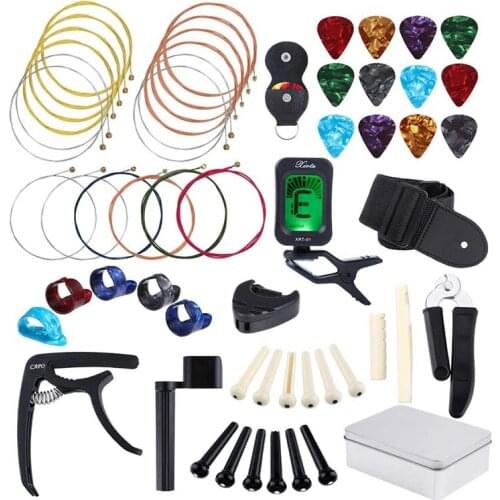 Guitar Accessories Kit Guitar Strings Replacement Changing Tool Kit For Guitar Players And Guitar Beginners(56 Pcs)