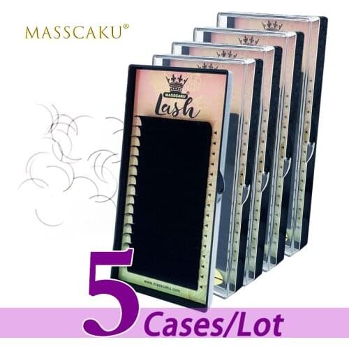5case/lot MASSCAKU hot sell 0.07mm 0.10mm B C D curl real faux mink eyelash extension private label individual eyelash extension