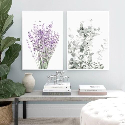 Lavender Bunch Botanical Wall Art Canvas Painting Nordic Posters and Prints Eucalyptus Wall Pictures for Living Room Home Decor