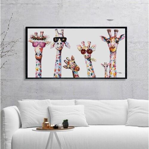 Wall Art Decor Canvas Painting Cute Cartoon Giraffes Poster Print Canvas Art Pictures for Childrens Room Nordic Home Decor