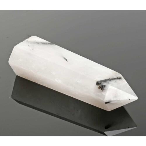 Natural Marble Crystal Stone Point Healing Hexagonal Crystal Wand Pipe Gemstone Home Degaussing Moonstone Mineral Specimen Decor