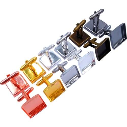 Wholesale Square Cufflinks Blank Cufflink Tray French Cufflinks Inside Demension 16mm 18mm 20mm 25mm Cabochon Setting CL037