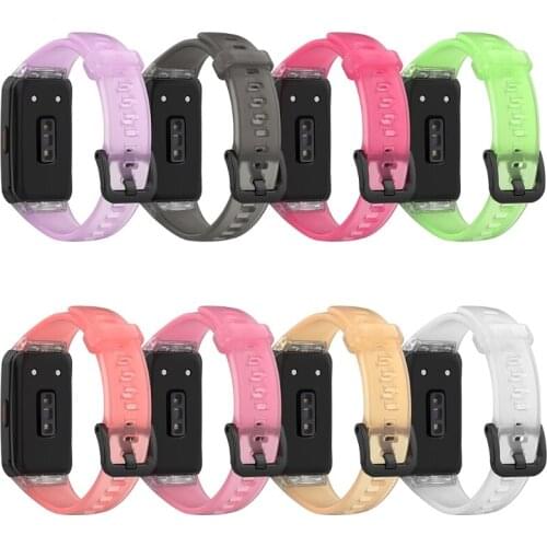 53CC Silicone Wristband Compatible with Band 6 / Honor band 6 Wriststrap Sports Smart Watch Translucent Strap