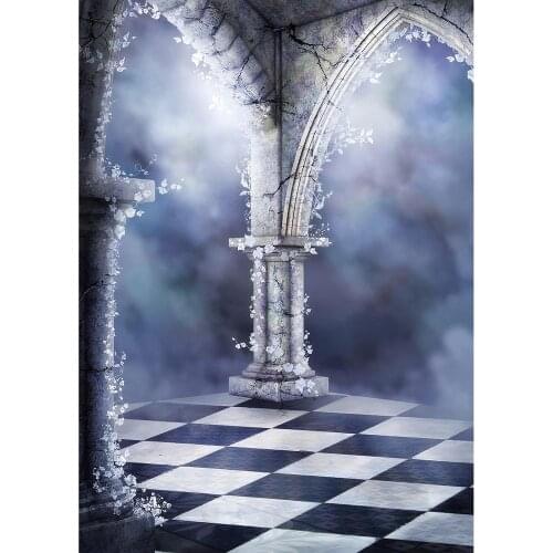 Retro Arch Black White Grid Photo Background Computer Printed Photography Backdrop for Baby Children Portrait Photocall Props