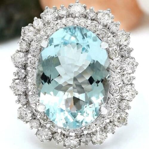 Luxury Women Light Blue Oval Cut Zircon Rings for Wedding Engagement Promise Bridal Set Jewelry