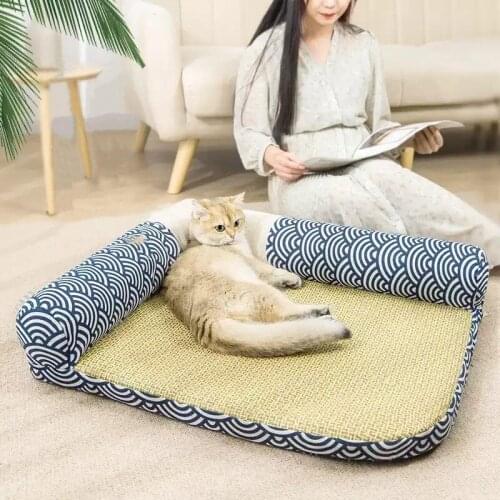 Removable Washing Cool Sea Corrugated Sword Hemp Cotton Free Stretch Cat Litter Cats Mat Four Seasons Universal Pet Supplies