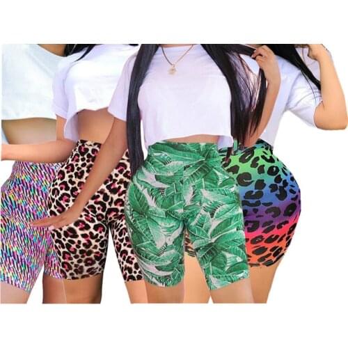 Summer Digital Print Shorts For Women Fashion Sexy Slim High Waist Tight Breathable Leopard Short Pant Exercize Run Shorts