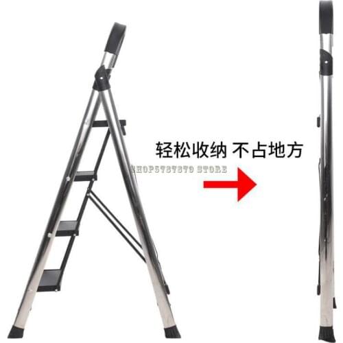 Stainless Steel Ladder Household Folding Indoor Engineering Staircase Multi Function Portable Thickened Aluminum Alloy He