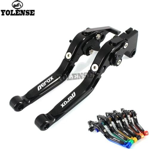 For YAMAHA Aerox 155 Aerox155 2017 2018 Scooter Accessories Folding Extendable Brake Levers LOGO Aerox