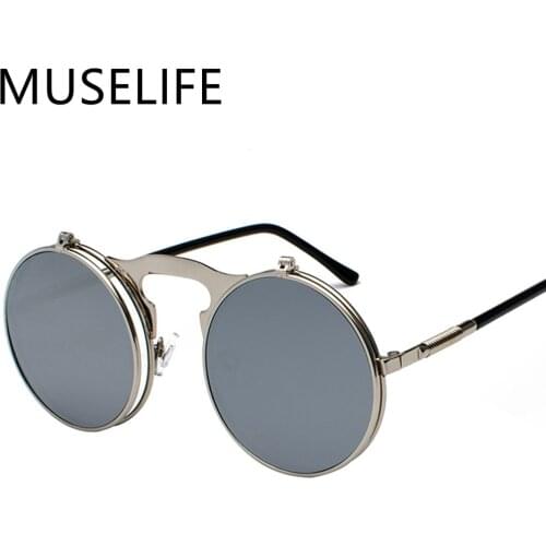VINTAGE STEAMPUNK Sunglasses Round Designer Steam Punk Metal OCULOS De Sol Women COATING SUNGLASSES Men Retro CIRCLE SUN GLASSES