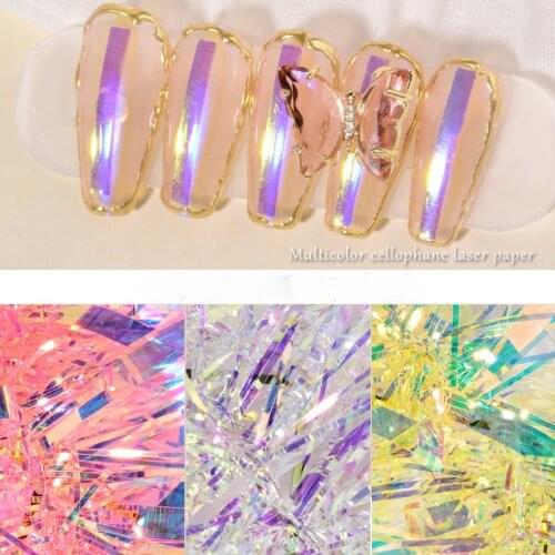 New Nail Art Aurora Sticker Long Glass Symphony Paper Laser Mirror Boxed Glass Sticker Multi-color Optional Nail DIY Minimalism