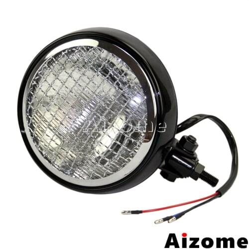Universal Motorcycle 5.75" Headlight For Harley Honda Yamaha Suzuki Custom Cafe Racer Bobber Cruiser Mesh Grill Headlamp