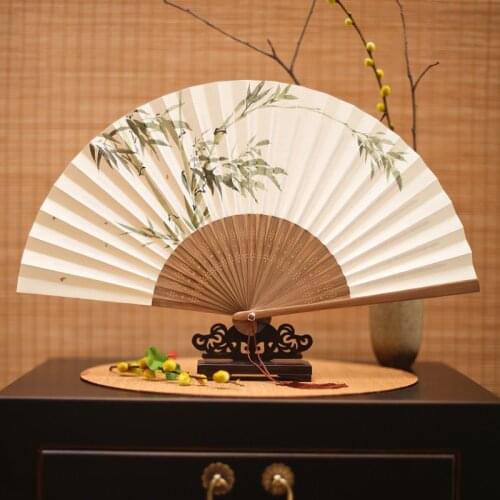 Japanese Hand-painted Paper Fan Folding Fan Gift Painting Calligraphy Bamboo Craft Hand Fan Wedding Gift Event Supplies LA907
