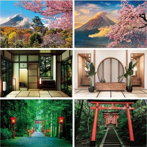 Yeele Landscape Japan Inari Shrine Shrine Red Torii Forest Mount Photography Backdrops Photographic Backgrounds For Photo Studio