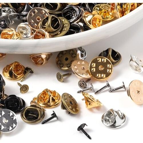 50sets Brooch Pin Back Squeeze Badge Holder Butterfly Clasp Clutch Care Cap Nail Tie Back Stoppers for Jewelry Making Craft DIY