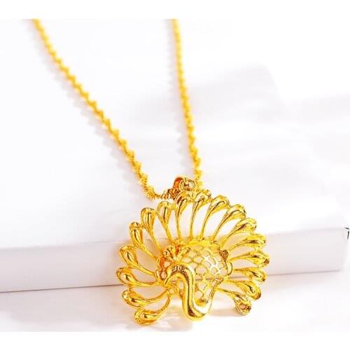 Female 14K Gold Necklace Pendant for Women Wedding Engagement Jewelry Delicate Peacock Pendant No Chain Jewelry Birthday Gifts